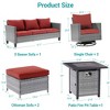 Sonkuki 6-Piece Patio Sofa with Square Fire Pit Table and Swivel Rocking Chairs, Conversation Couch with Cushion - 3 of 4
