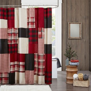 PAGED 72x72 Inch Shower Curtain Country Style Shower Curtain with Pieced Patchwork Pattern for Bathroom, Machine Washable - 1 of 4