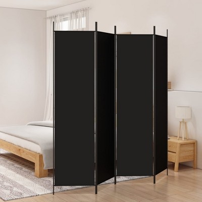 vidaXL 4-Panel Room Divider - Black 78.7" x 78.7", Durable Fabric & Iron Construction, Versatile Functions, Stylish Design, Foldable for Easy Storage