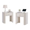 Modern Wooden Nightstand 23.6" Tall with Charging Station Curved 1 Drawer Bedside Table for Living Room Bedroom - 3 of 4
