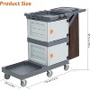 Acekool Commercial 3-Shelf Janitorial Cart with Cabinets, Oxford Bag & Wheels, Cleaning Service Cart for School, Hotel, Apartment - 3 of 4