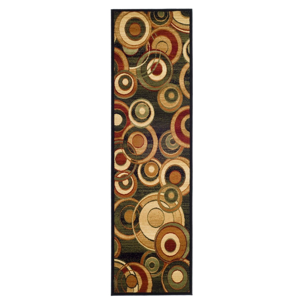 Ivory/Green Floral Loomed Runner 2'3inx8'