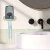 Unique Bargains Bathrooms Wall Mounted Cloud Shape Toothbrush Holder with Cup Beige 4.33"x2.56" 1 Set - 3 of 4
