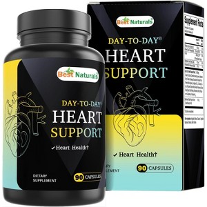 Best Naturals Day-to-Day Heart Health Support with Folate, Green Tea, Hawthorn, Beet Root, L-Arginine, L-Citrulline, Phytosterol, 90 Veg Capsules - 1 of 4