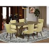 HomeStock 7-Piece Rectangle Distressed Jacobean Finish Solid Wood Top Dining Table with 6 Parson-Chairs - 2 of 4