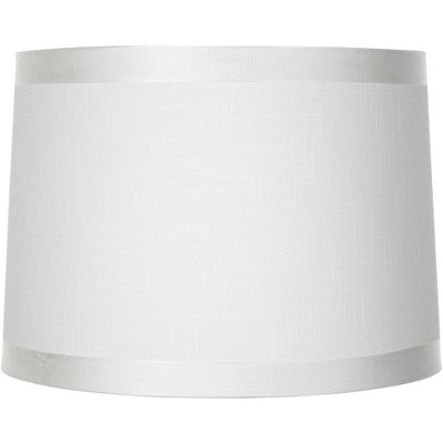 Brentwood Off-White Fabric Medium Drum Lamp Shade 13" Top x 14" Bottom x 10" High (Spider) Replacement with Harp and Finial