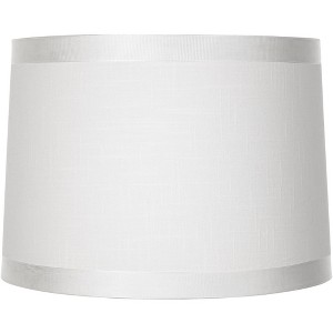 Springcrest Off-White Fabric Medium Drum Lamp Shade 13" Top x 14" Bottom x 10" High (Spider) Replacement with Harp and Finial - 1 of 4