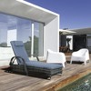 Resenkos Wicker Outdoor Chaise Lounge, 5-Level Adjustable Backrest PE Rattan, With Wheels, Cushion & Headrest, Dark Coffee, Cream White - 3 of 4