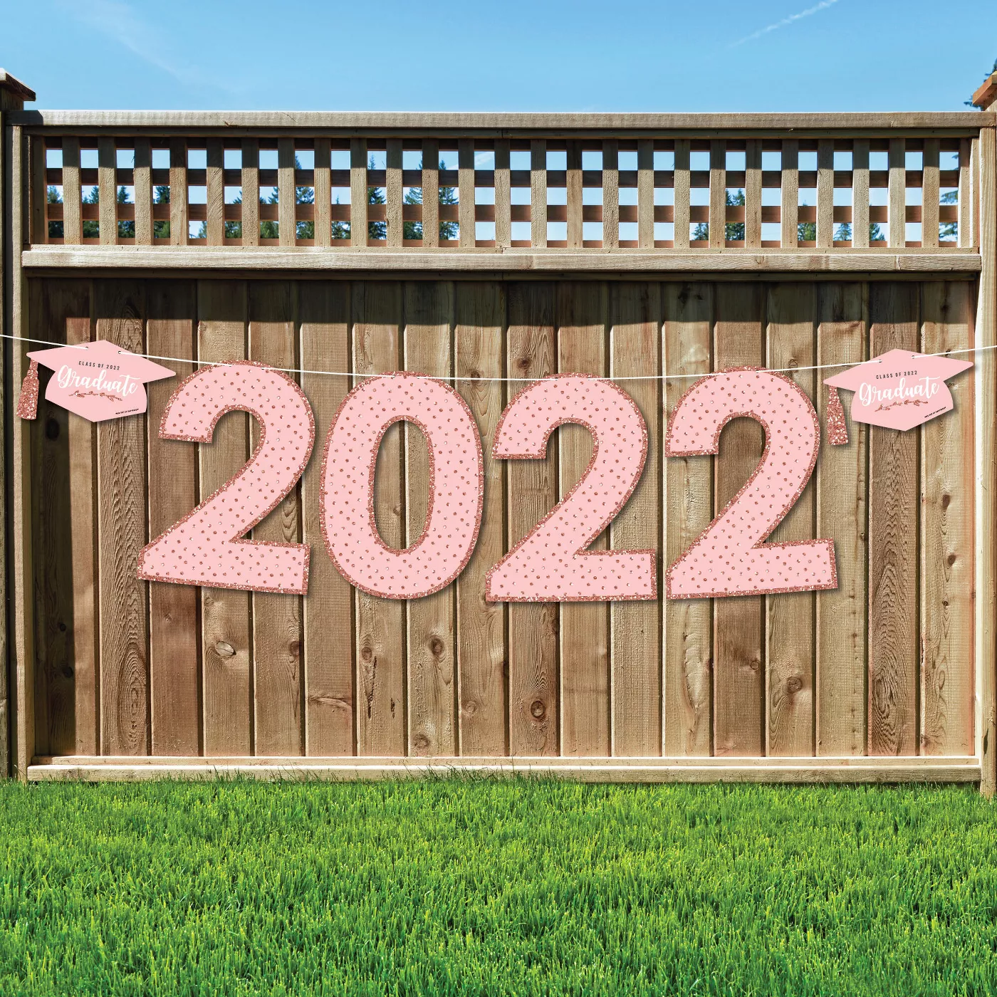 Big Dot of Happiness Rose Gold Grad - Large Graduation Party Decorations - 2022 - Outdoor Letter Banner - image 1 of 8