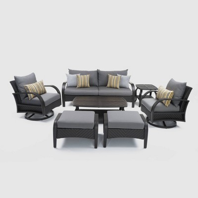 Barcelo 7pc Motion Club All-Weather Wicker Patio Seating Set - Charcoal Gray  - RST BRANDS