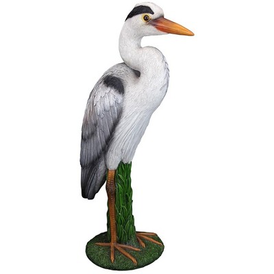 Gray Heron Coastal Resin Bird Statue