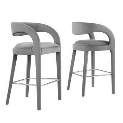Modway Pinnacle Performance Velvet Bar Stool Set of Two