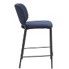 Counter Stool , 36.2" H, Blue Velvet Upholstery, Black Powder-Coated Steel Legs (Set of 2) By Zuo Modern - 2 of 4