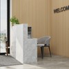 Famapy Marble-Top L-Shaped Reception Desk with Removable Shelves Lockable Storage Welcome Desk Slide-Out Keyboard Tray Cable Management - 3 of 4