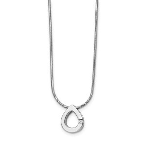 Black Bow Jewelry Diamond Accent Teardrop Necklace in Rhodium Plated Silver, 18-20 Inch - 1 of 4