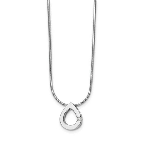 Black Bow Jewelry Diamond Accent Teardrop Necklace in Rhodium Plated Silver, 18-20 Inch - image 1 of 4