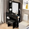 Vanity Desk Set, Makeup Table With Cushioned Stool, Drawers, Brightness Adjustable Mirror Light, 2 AC Powers And 2 USB Ports Built-in Socket - 2 of 4