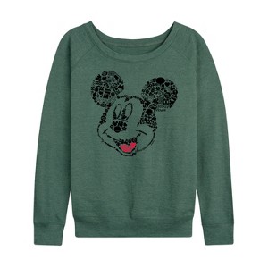 Women's - Disney - Mickey Iconic Fill Lightweight French Terry Wide Neck Long Sleeve Shirt - 1 of 4