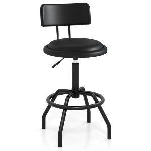 Costway 360° Swivel Counter Height Barstool with Padded Seat & Back Footrest Metal Frame - 1 of 4