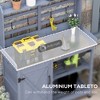 Wooden Potting Bench with Storage, Aluminum Tabletop for Backyard, Patio, Balcony - 4 of 4
