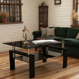KWPZQEB 2-Tier Modern Coffee Table with Storage Shelf, Rectangle Metal Side Table End Table for Small Apartment, Living Room - 1 of 4