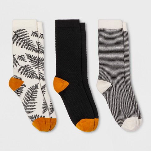 Women's Fern 3pk Crew Socks - A New Day™ Black 4-10 : Target