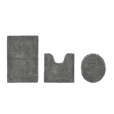 Lux Premium 100% Cotton  Ultra-Soft Tufted Solid Reversible 3 Piece Bath Rug Set, Water-Absorbent, Durable, Machine Washable Bathroom Rug