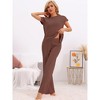 INSPIRE CHIC Women's Knit Matching Sweatsuits Tops and Wide Leg Pants 2 Piece Outfits Sets - 3 of 4