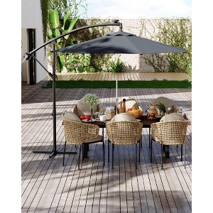 10 FT Hanging Cantilever Umbrella with 360 Degree Rotation, 8 Ribs Offset,Cross Base Support, with Easy Tilt Adjustment, for Backyard, Garden - 1 of 4