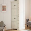 KWPZQEB Pantry Storage Cabinet, Farmhouse Corner Cabinet with 8 Doors & Metal Handles, Freestanding Cupboard for Bathroom, Kitchen - 3 of 4