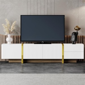 Fluted TV Stand For TVs Up To 80", Modern Media Entertainment Center With Storage And 2 Drawers, TV Console Cabinet For Living Room Bedroom - 1 of 4