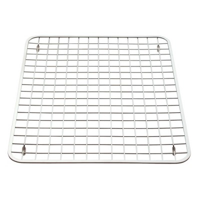 iDESIGN Gia Metal Sink Grid Non Skid Sink Protector Polished Stainless Steel: Hand Wash, 17" x 12.5", Silver