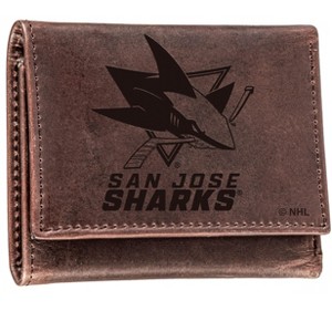Evergreen NHL San Jose Sharks Brown Leather Trifold Wallet Officially Licensed with Gift Box - 1 of 1