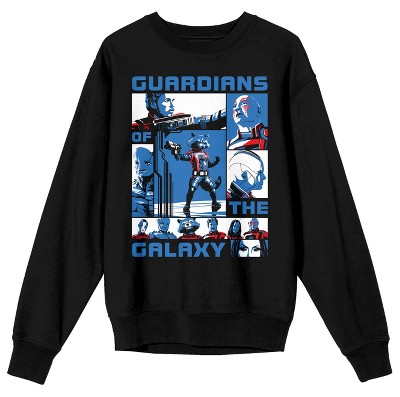 Guardians Of The Galaxy Vol. 3 Character Collage Crew Neck Long Sleeve Black Unisex Adult Sweatshirt