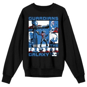 Guardians Of The Galaxy Vol. 3 Character Collage Crew Neck Long Sleeve Black Unisex Adult Sweatshirt - 1 of 3