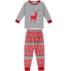 cheibear Christmas Deer Print Long Sleeve Tee with Pants Loungewear Family Pajama Sets - 2 of 4