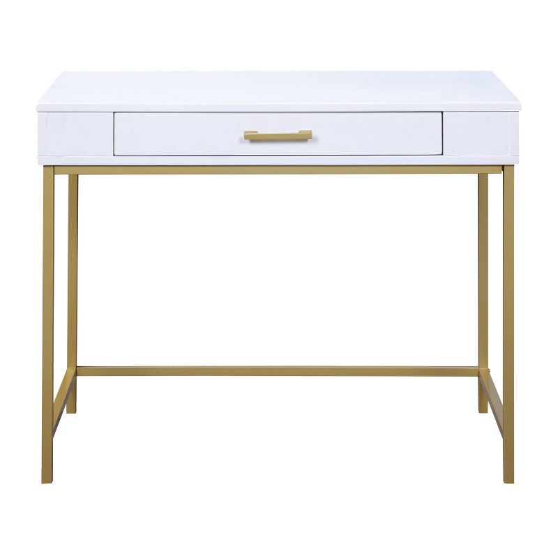 Modern Life Desk with Gold Metal Legs White Finish - OSP Home Furnishings, 3 of 10