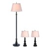 3pc Homely Oxford Classic Lamp Set - Bronze Metal, Tan Fabric Shades, Table & Floor Lamps - Lalia Home: Cotton Empire Shades, UL Listed - 2 of 4