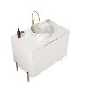 NicBex 30" Bathroom Vanity with Top Ceramic Vessel Sink,Chic Striped Bathroom Cabinet with 2 Doors,No Faucet/Mirror Included - 3 of 4