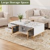 Coffee Table for Living Room, Faux Marble Coffee Table with 4 Drawers and Glass Doors Storage, Modern Aesthetic Fluted Panel Design - 2 of 4