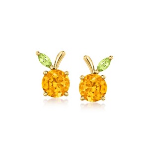 Pure Collection by Ross-Simons 1.30 ct. t.w. Citrine and .10 ct. t.w. Peridot Peach Earrings in 14kt Yellow Gold - 1 of 4