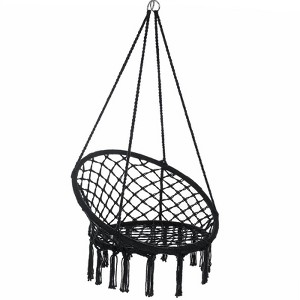 GARPROVM Bohemian Hand-woven Macrame Swing Hammock Chair with Tassels for Indoor & Outdoor - 1 of 4