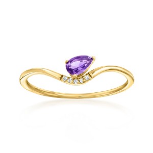 Ross-Simons 0.10 Carat Amethyst Ring With Diamonds in 14kt Yellow Gold Size 7 - 1 of 3