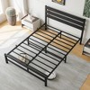 Full Size Platform Bed Frame with Rustic Vintage Wood Headboard, No Box Spring Needed Black - 3 of 4