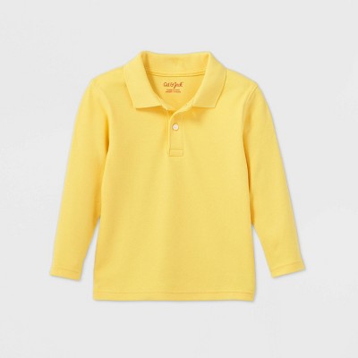 yellow long sleeve polo shirt