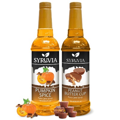 Syruvia Variety Pack - Pumpkin Spice & Peanut Butter Cup Syrup 25.4 Fl oz (2-Pack)
