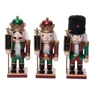 Transpac Wood Chubby Nutcracker Set of 3 Christmas Home Decorations - 1 of 1