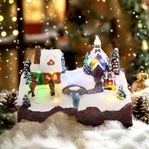 Whisen Christmas Village on an Open Bible with LED Lights and Music, Rotating Ice Skaters, Battery Operated - 1 of 4