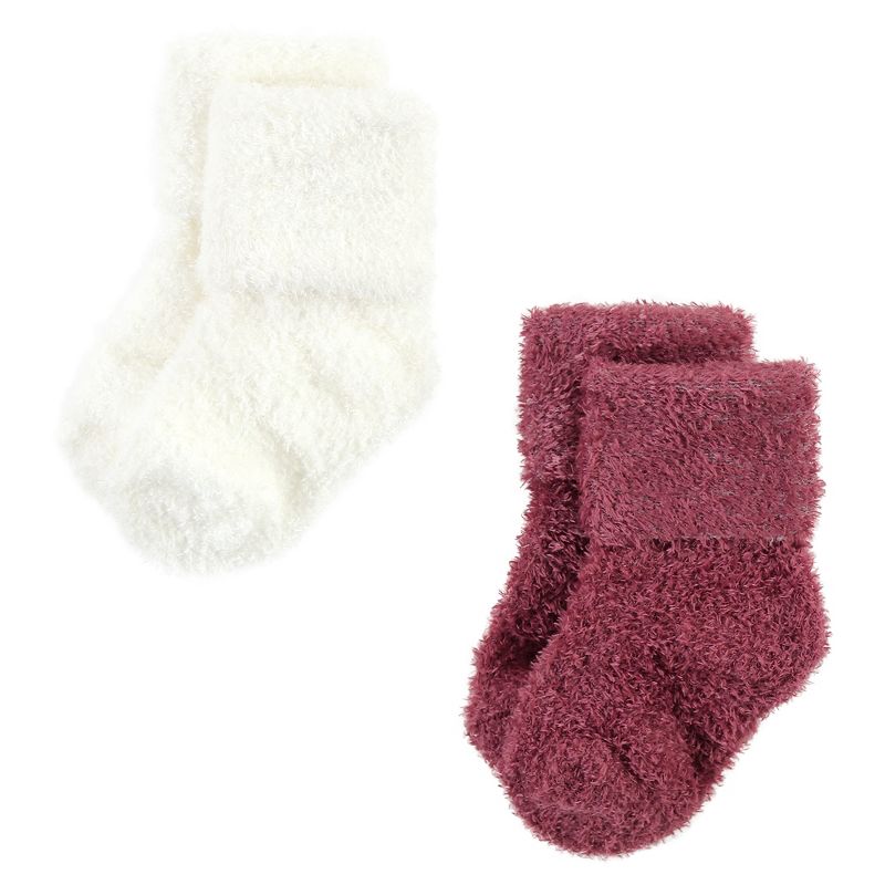 Hudson Baby Infant Girl Cozy Chenille Newborn and Terry Socks, Solid Wild Rose Pink, 4 of 7