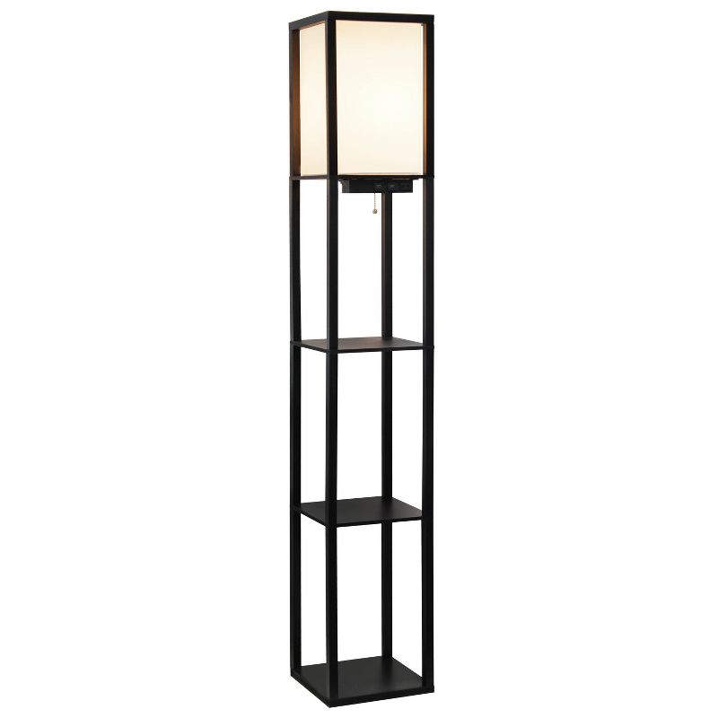 Floor Lamp Etagere Organizer Storage Shelf with 2 USB Charging Ports and Linen Shade - Simple Designs, 2 of 14
